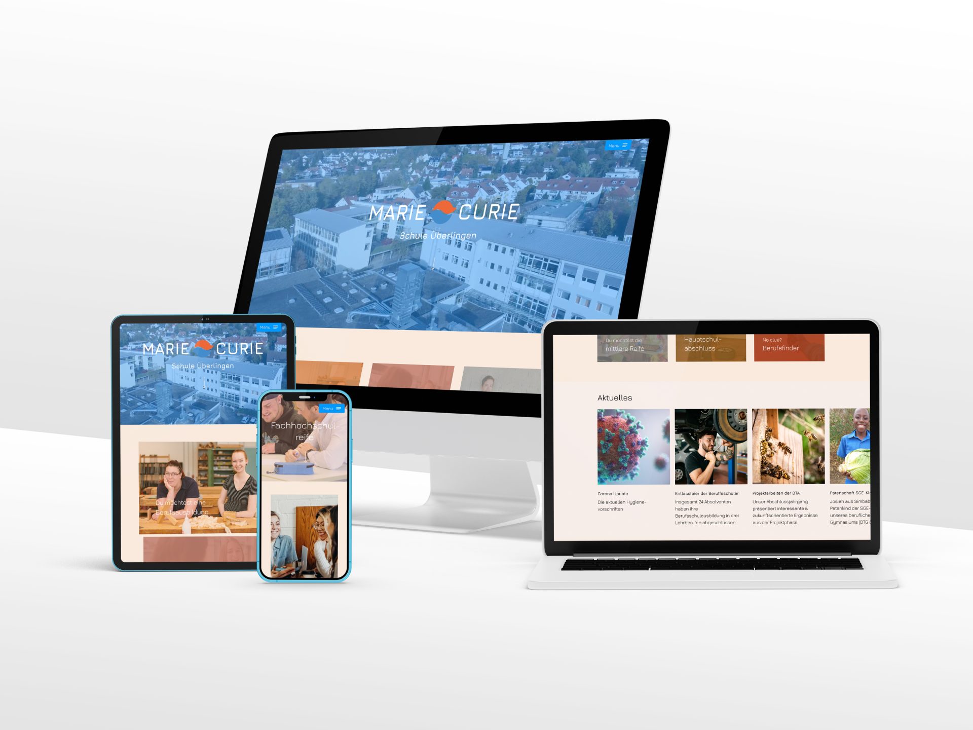 Marie Curie Schule Webdesign all devices Mockup