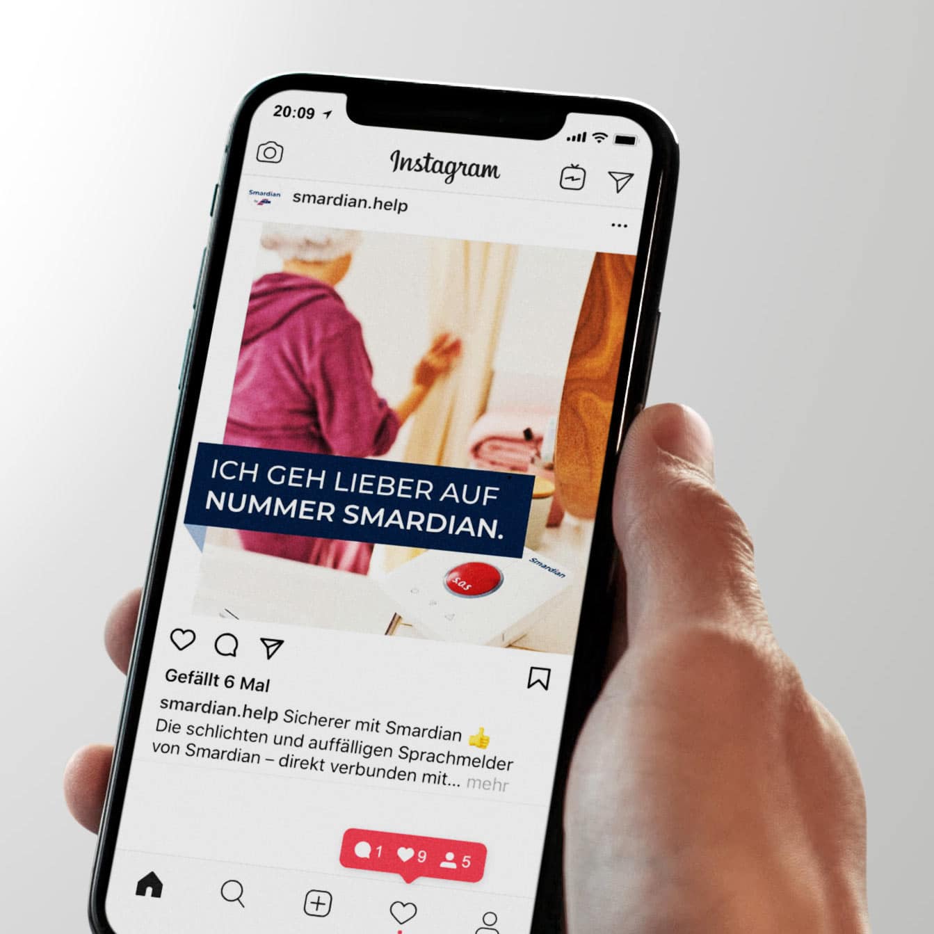 Smardian_Seniorenhilfe_Hausnotruf_WSH_INSTA_ich-geh-lieber-auf-Nummer-smardian-Kopie_Q